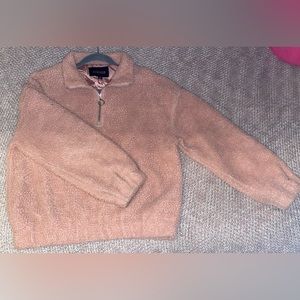 Pink Fur Half Zip up Pull over | Casual Long Sleeve Outwear